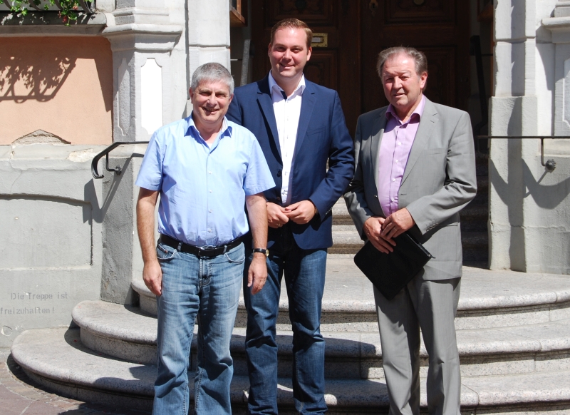 von links: Fraktionsvorsitzender OB Martin Albers (Waldshut), Felix Schreiner MdL, Fraktionsvorsitzender Paul Renz (Lörrach)