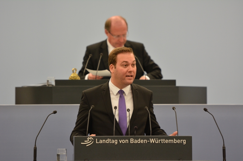 Felix Schreiner MdL bei seiner Rede im Parlament