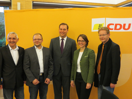 von links: Rüdiger Leykum und Thomas Fischer (beide CDU-Stadtverband Bad Säckingen), Felix Schreiner, Annette Widmann-Mauz und Thomas Dörflinger